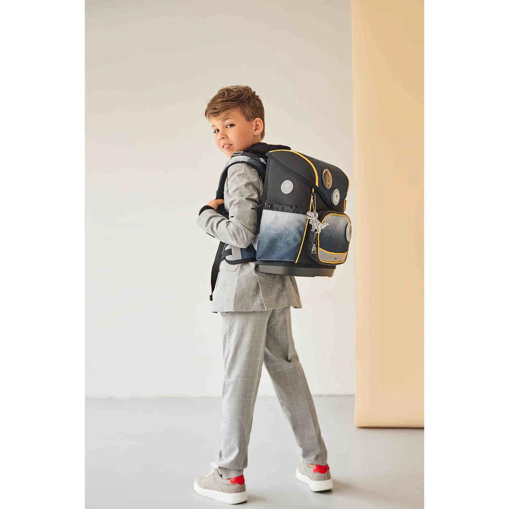 Belmil Compact Plus Premium Schulranzen Set 5-teilig "Black Grey" 19 Liter