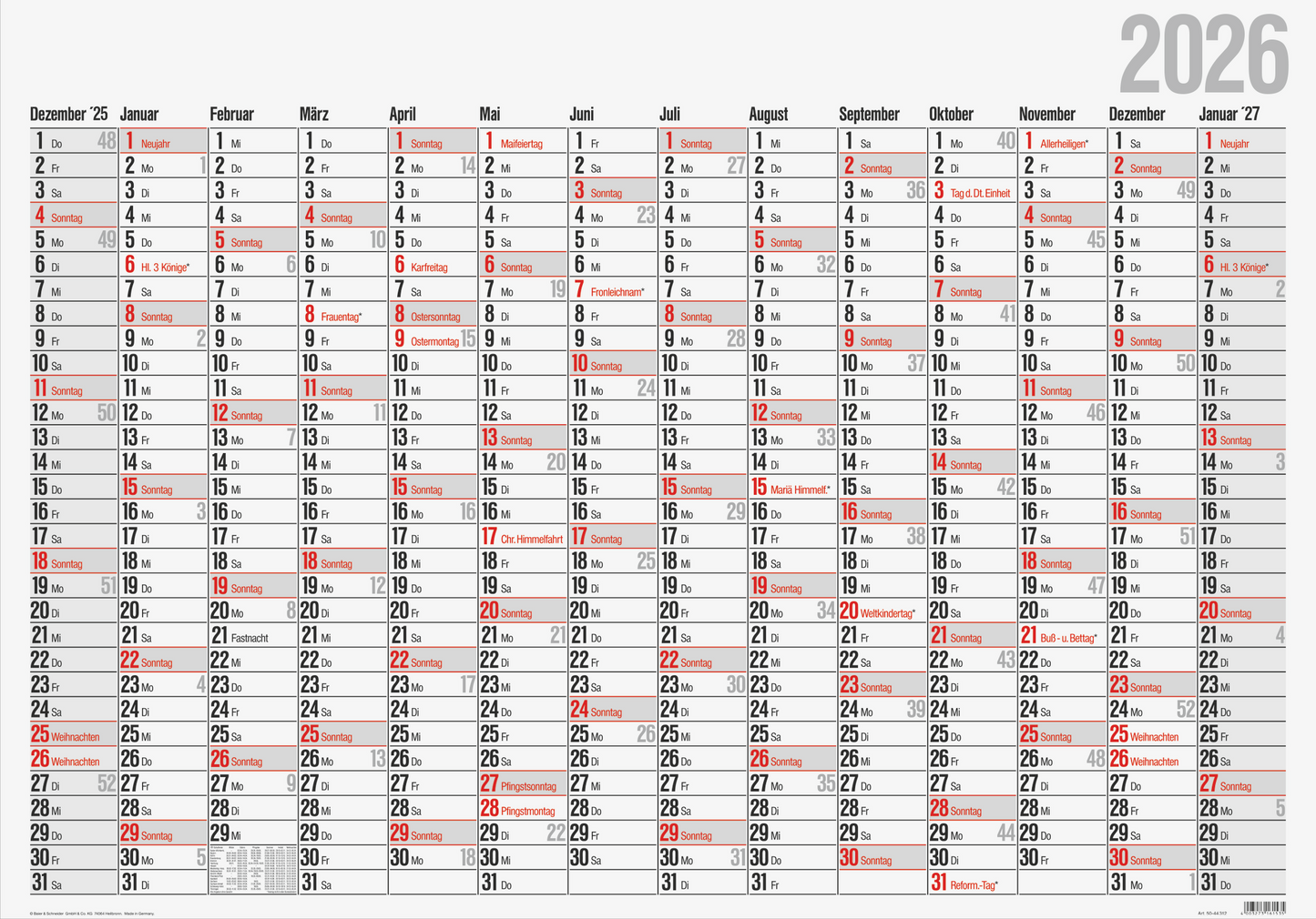 Plakatkalender Mod. Office I 2026 | 980×685 mm