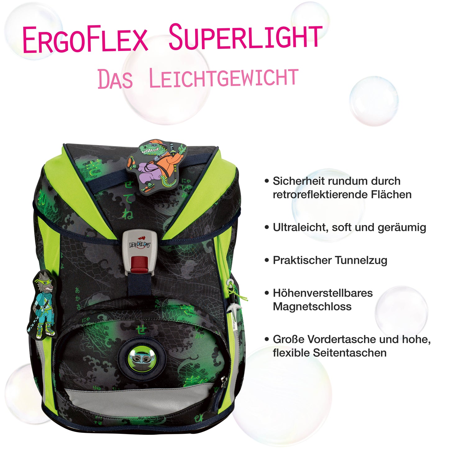 DerDieDas ErgoFlex Superlight Schulrucksack-Set Funny Fighter