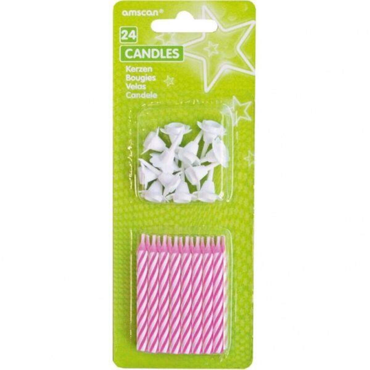 amscan INT17105-06 24 Spiralkerzen & 12 Kerzenhalter