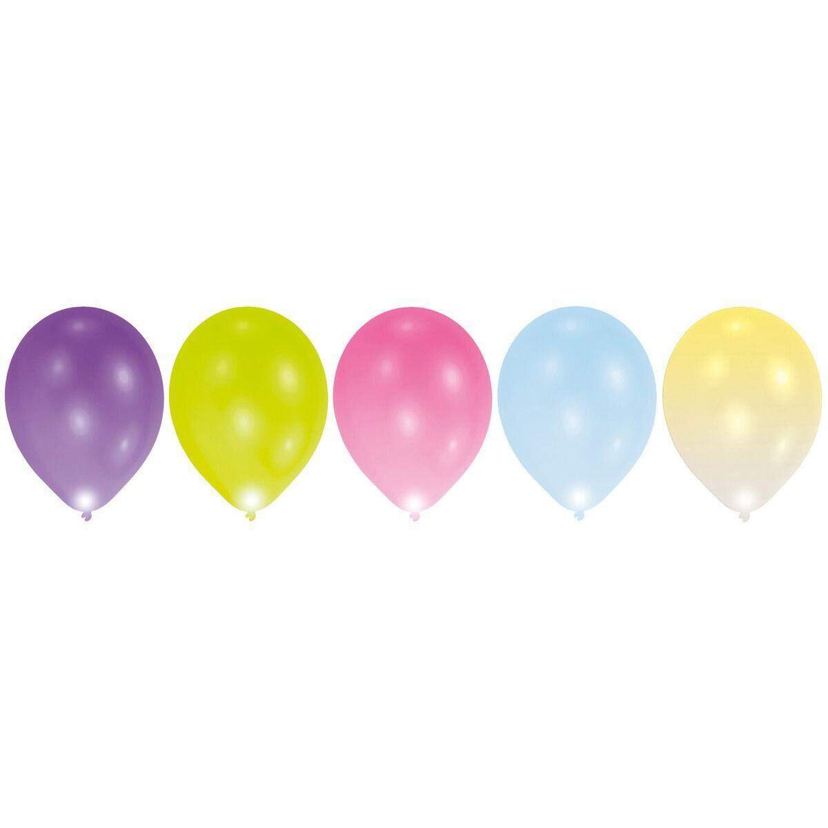 amscan LED Latexballon Set, Pastell 5 Stück