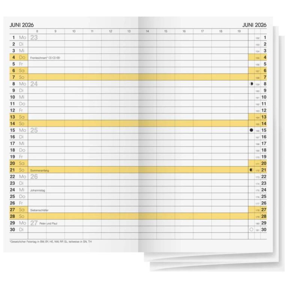 BRUNNEN Monats-Ersatzkalendarium Jahr 2026 87 × 153 mm Mod. 746