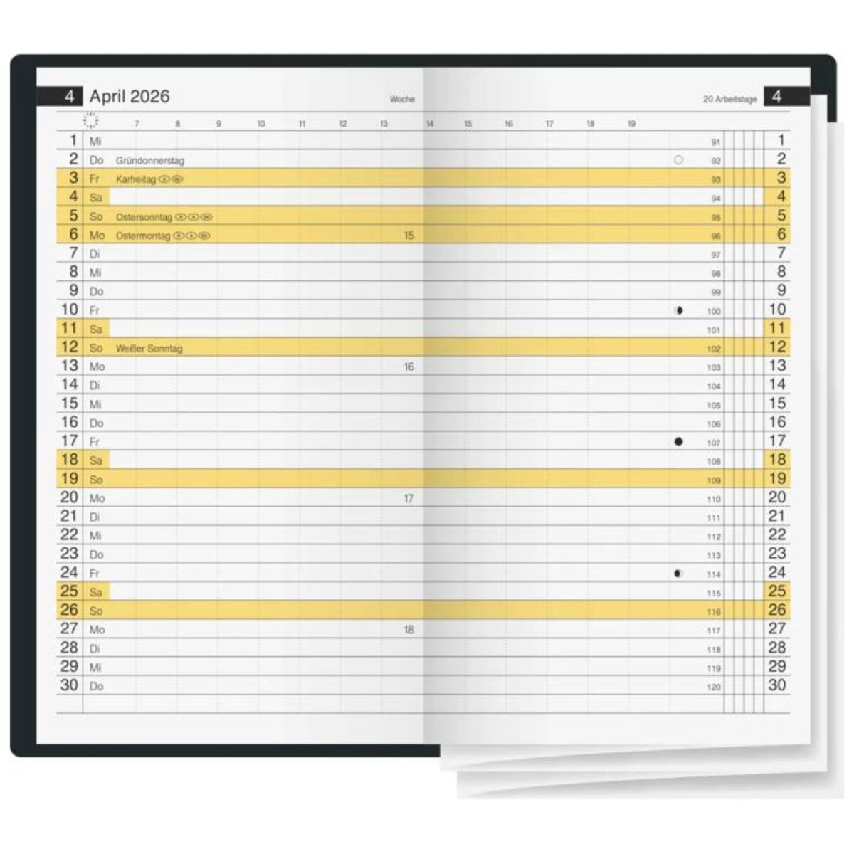 BRUNNEN Taschenkalender Jahr 2026 A6 Kunststoff caramel Mod. Miniplaner d 15