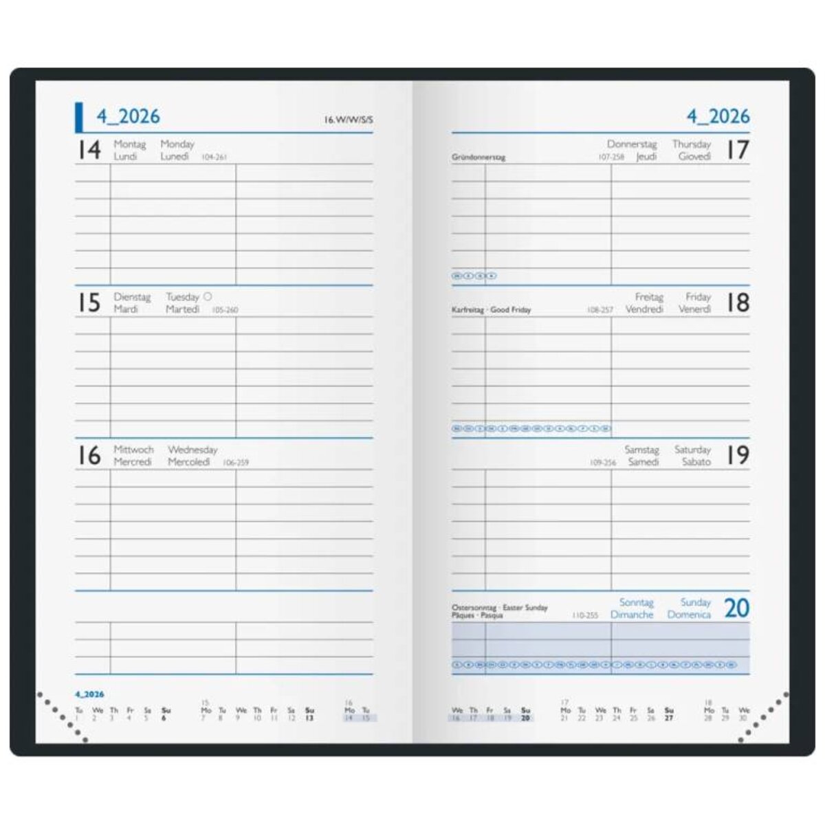 BRUNNEN Taschenkalender Jahr 2026 87 x 153 mm A6 Kunststoff schwarz Mod. 756