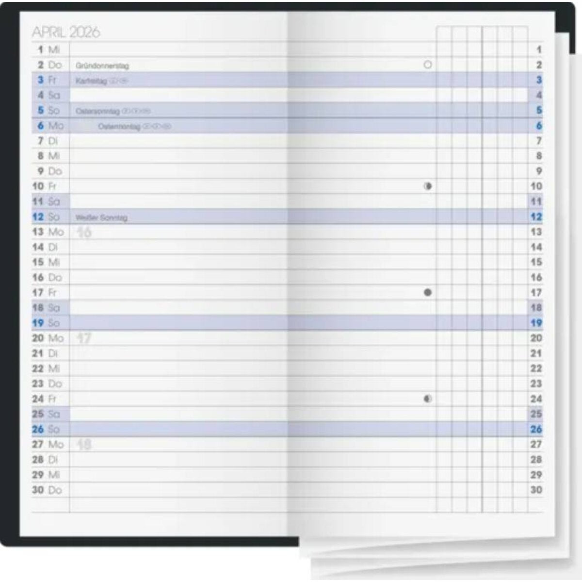 BRUNNEN Taschenkalender Jahr 2026 A6 schwarz Kunststoff Mod. 740