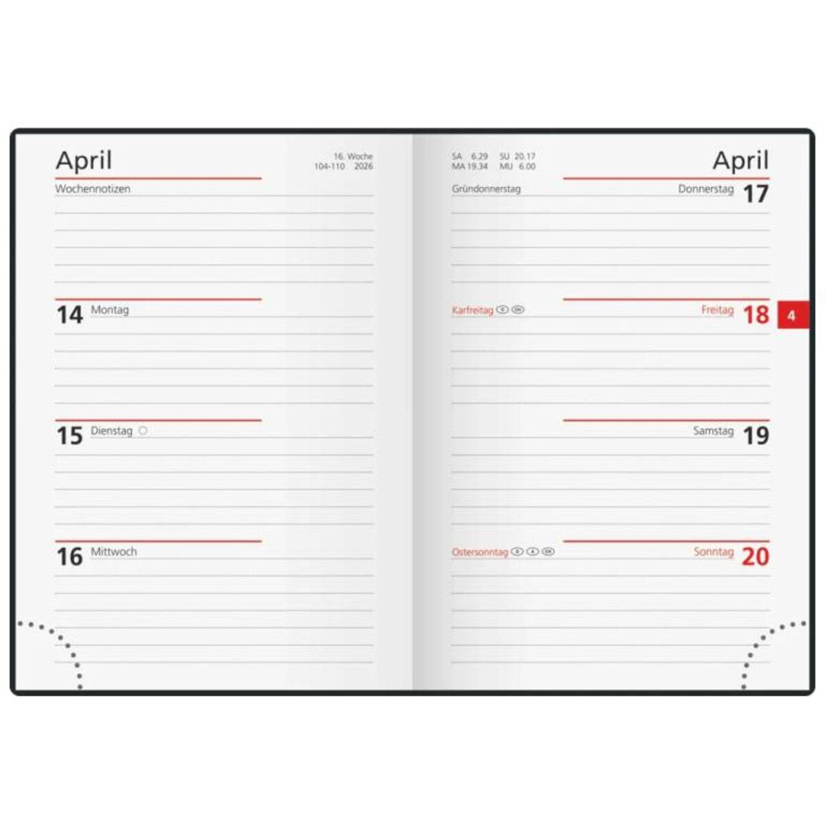 BRUNNEN Taschenkalender Jahr 2026 A6 Kunststoff schwarz Mod. perfect Technik I