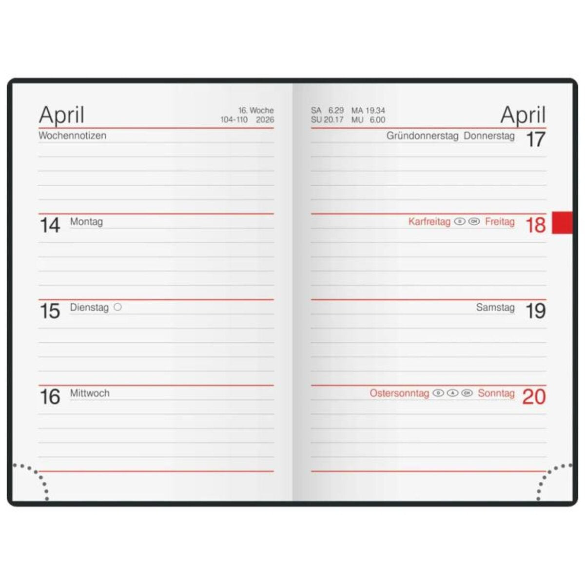 BRUNNEN Taschenkalender Jahr 2026 A7 Kunststoff schwarz Mod. partner Industrie I