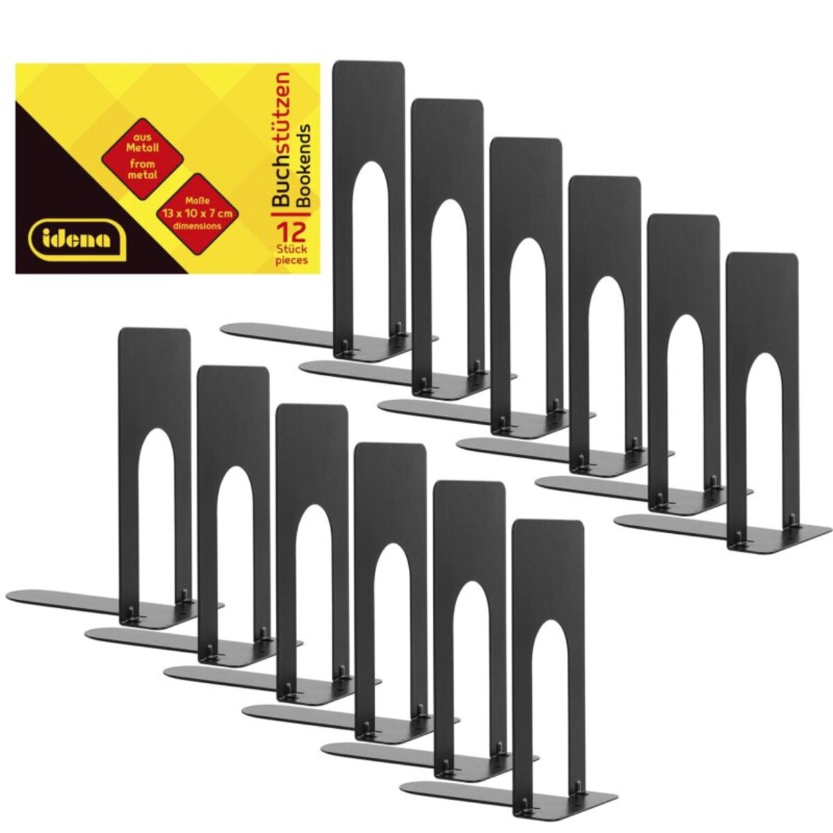 Idena Buchstützen Metall schwarz 13x10x7cm 12 Stück