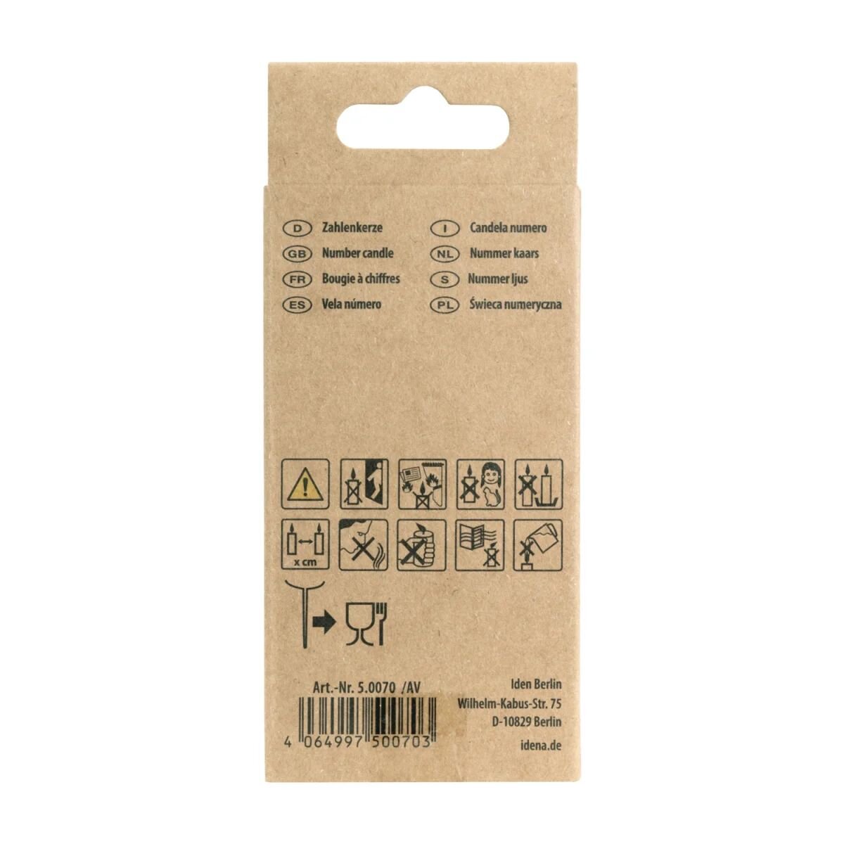 Idena Zahlenkerze - "4", gelb