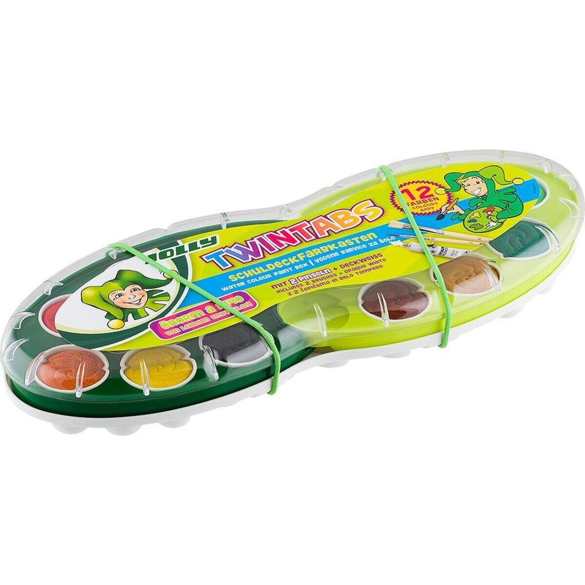 Jolly TwinTabs, Deckfarbkasten, 12 Farben inkl. Pinsel