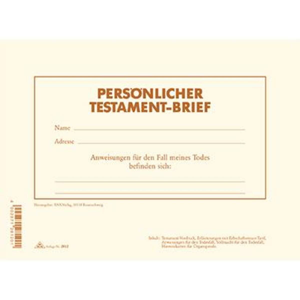 Persönlicher Testament- Brief