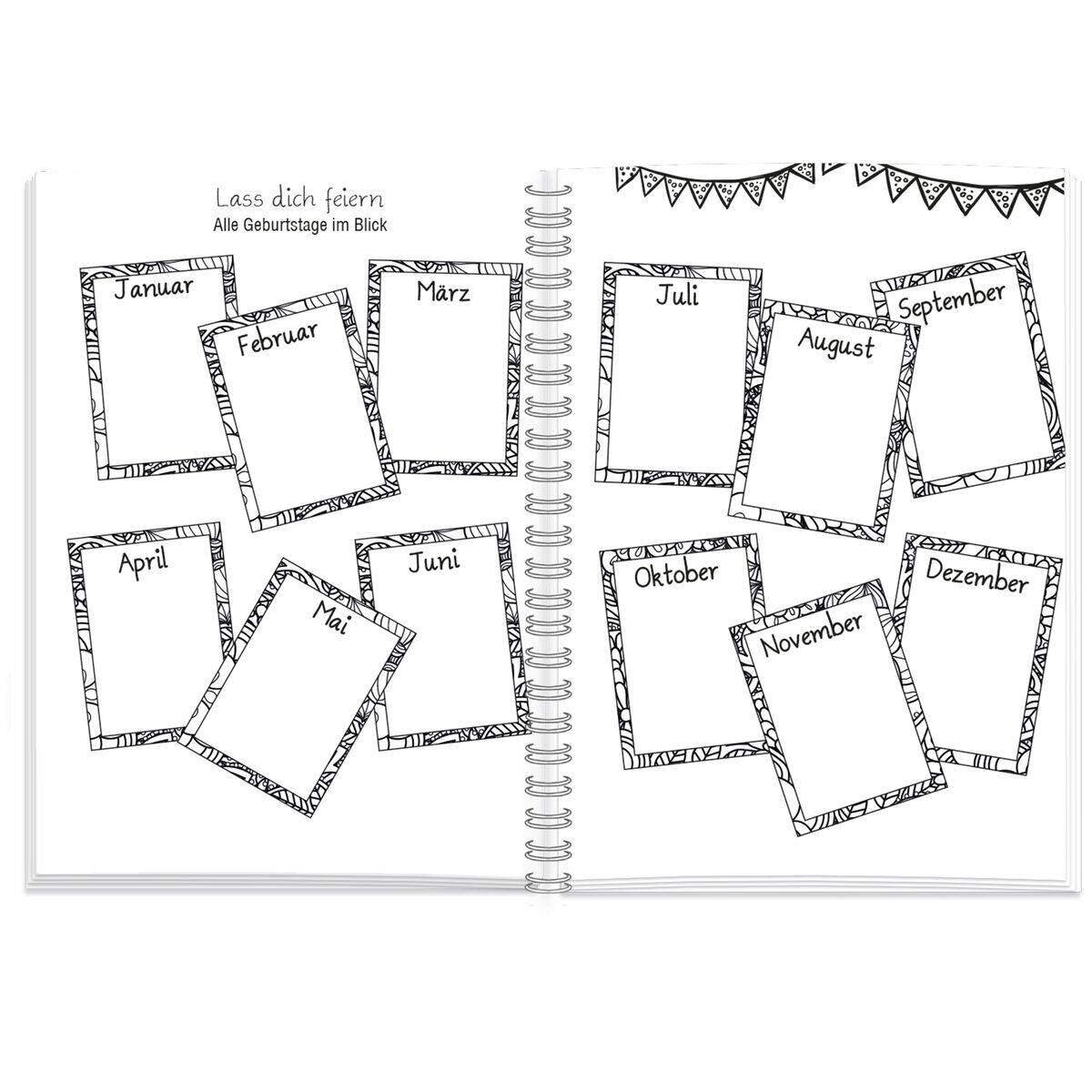 Roth Scribble Timer 2.0, Wire-O-Bindung, 1 Woche 2 Seiten + extra Ausmalseiten, Calamari