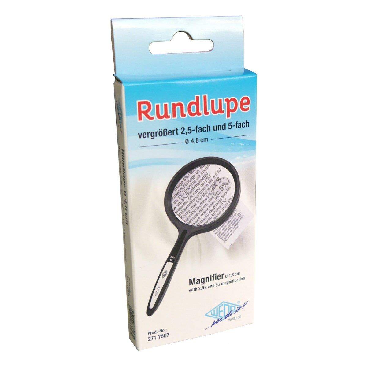 WEDO® Lupe rund Ø 48,5 mm Vergößerung 2,5 + 5 fach