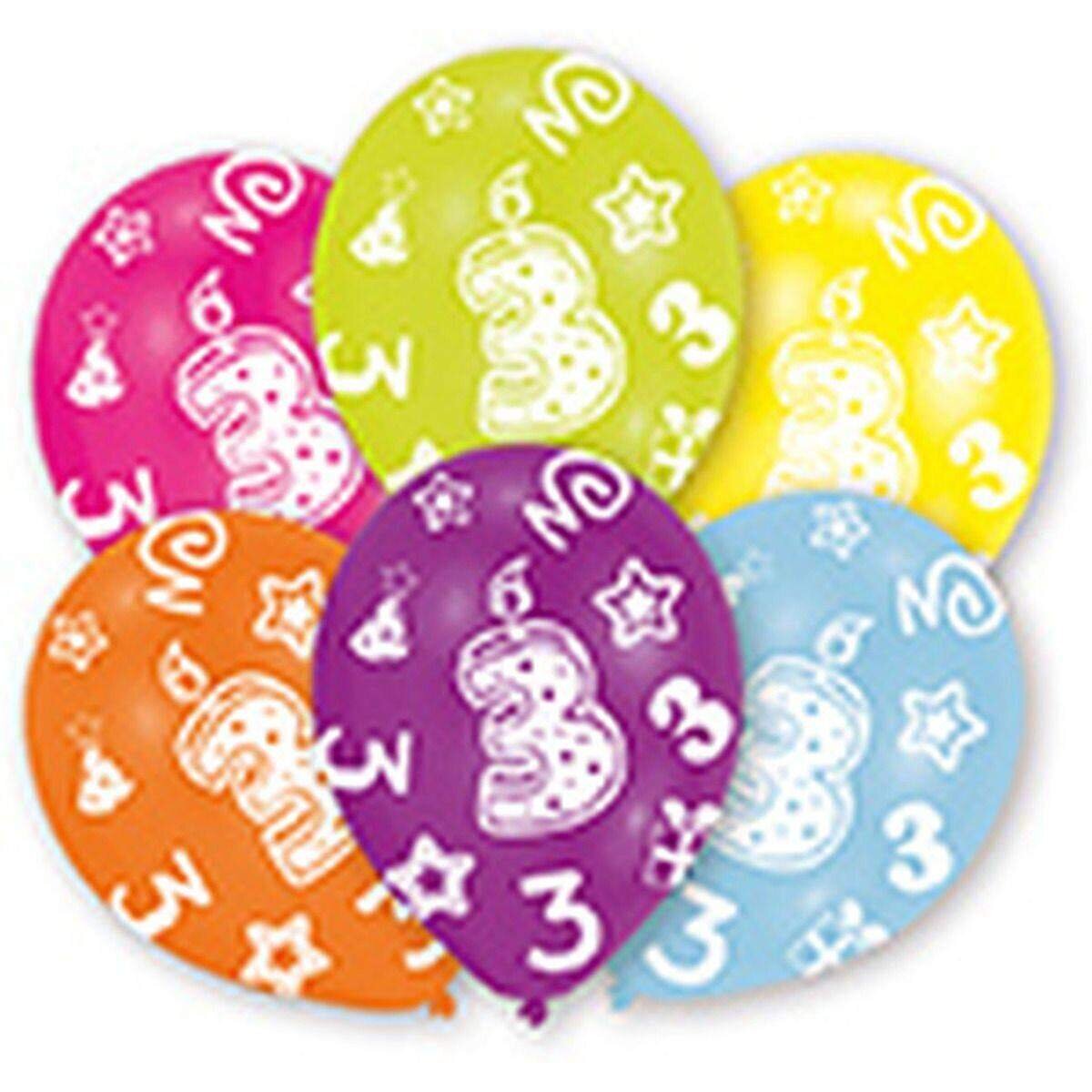 amscan Latexballons Geburtstagskerze 3, bunt 6 Stück