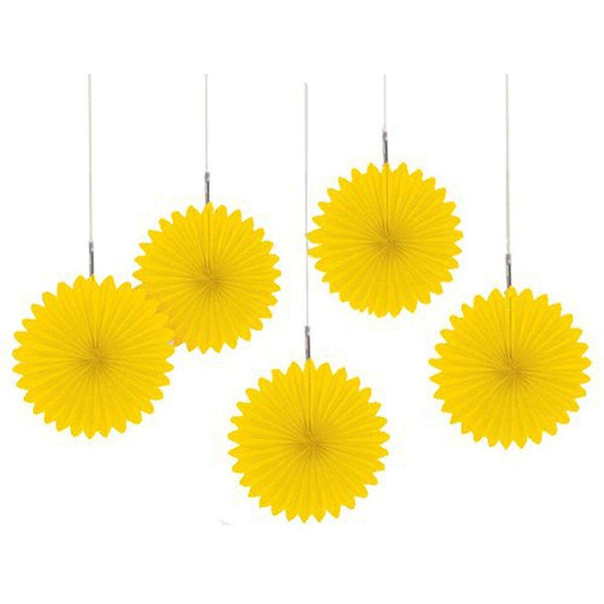 amscan Papier-Dekofächer gelb, 5 Stück