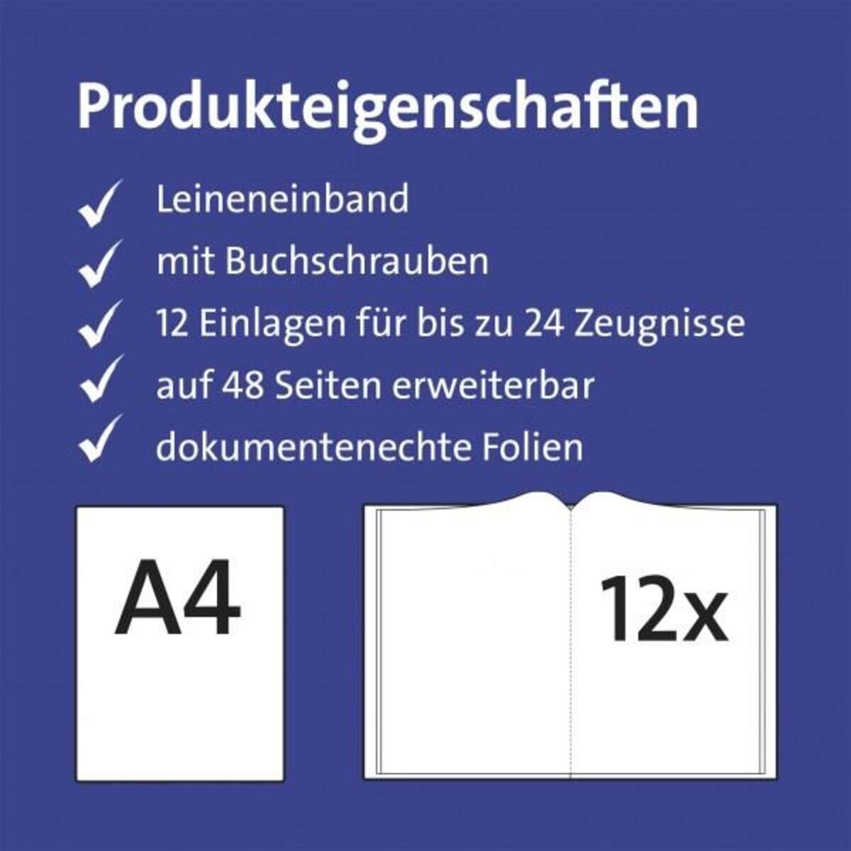 Roth Zeugnismappe Spectrum mit Buchschrauben, A4, 12 Einlagen, Blue