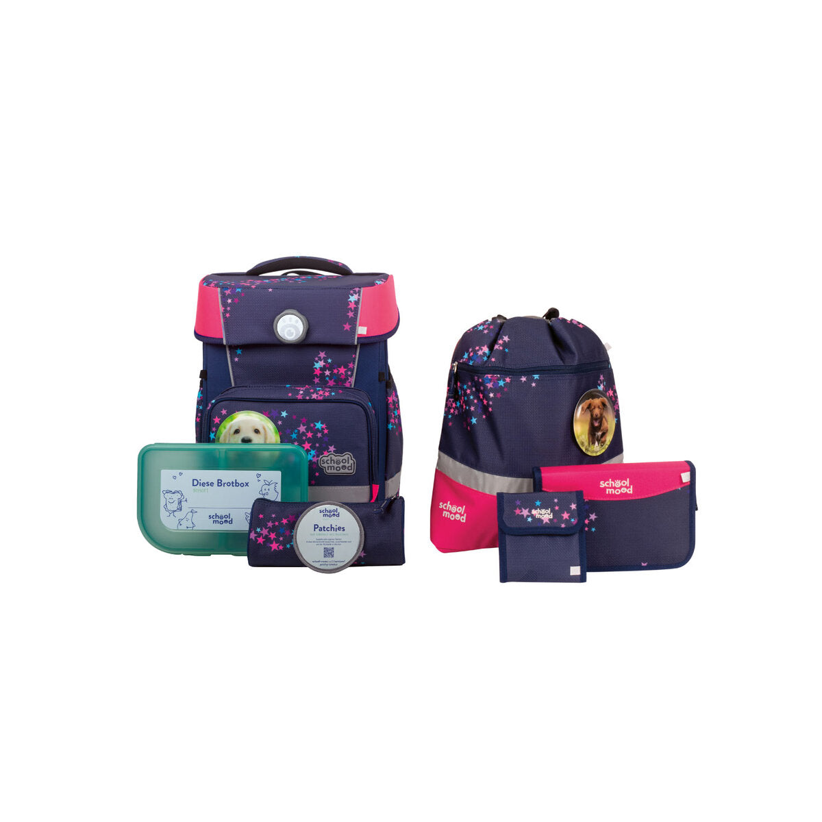 School-Mood Schulranzen-Set Champion Leni (Hund), 7-teilig