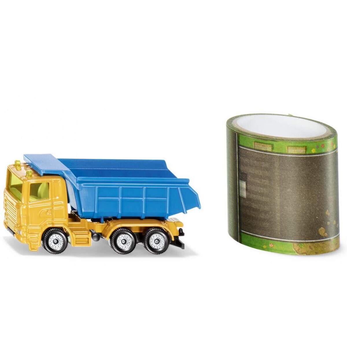 SIKU 1600 Siku Baukipper blau gelb mit Tape, 3 cm