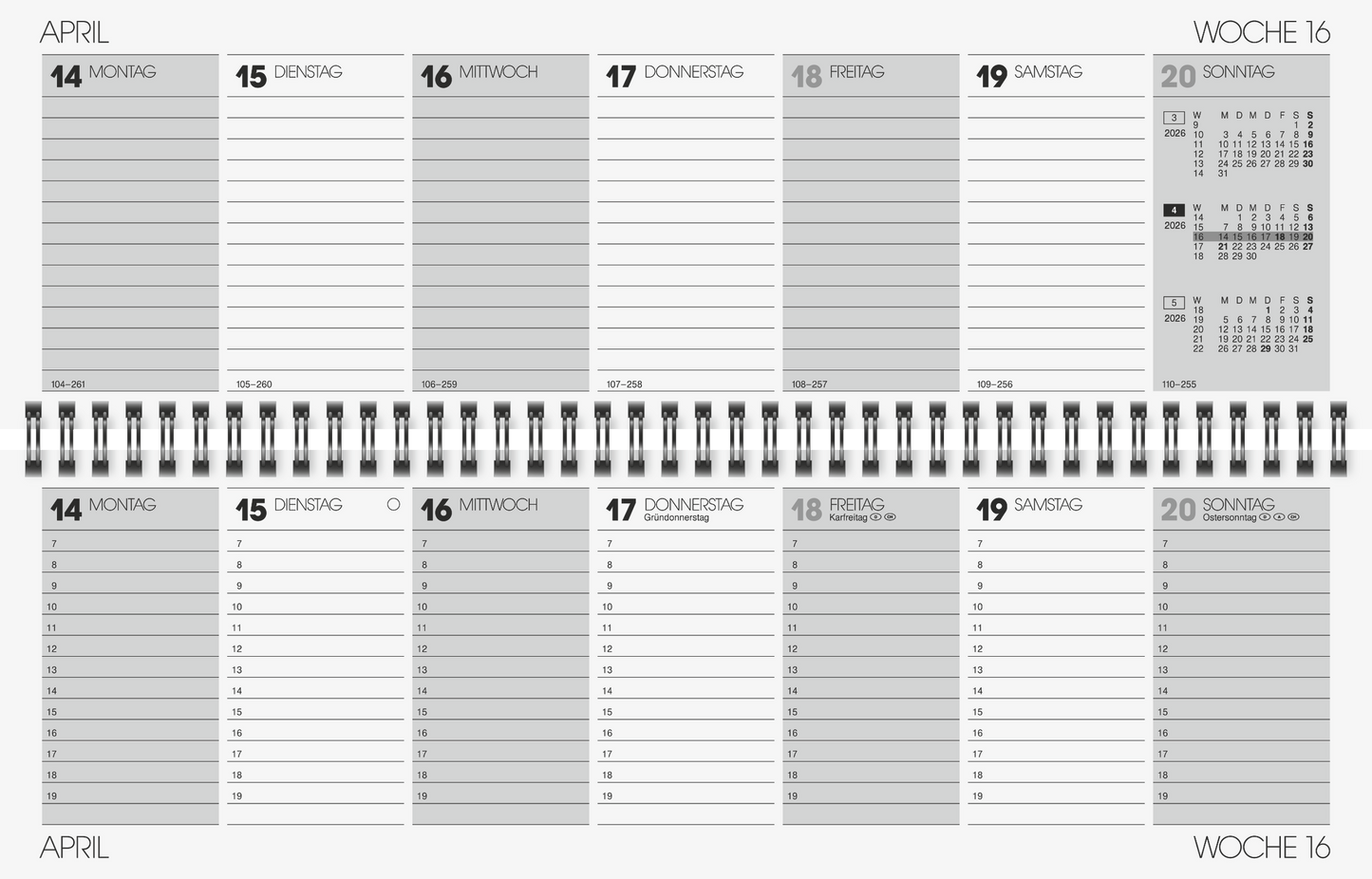 Querterminbuch Mod. 774 2026 | 326×102 mm, Karton, sortiert