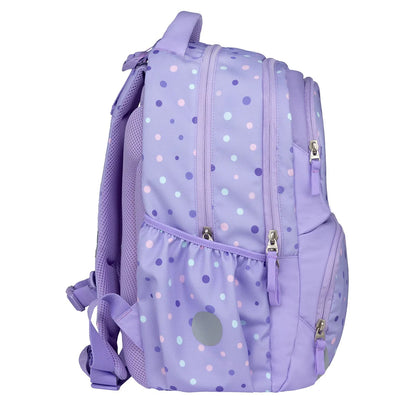 Belmil Schulrucksack Set- 2 teilig "Purple Dots" mit Brustgurt 22 Liter