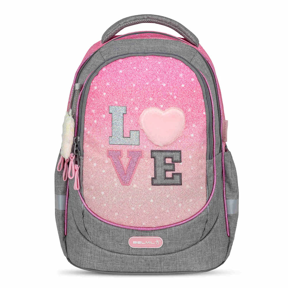 Belmil Schulrucksack "In love fashion - Gray" mit Brustgurt 19 Liter