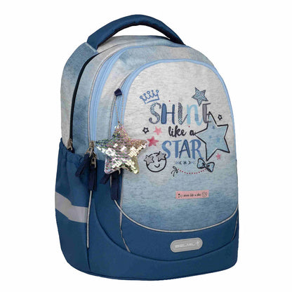 Belmil Schulrucksack "Shine like a Star Jeans" mit Brustgurt 19 Liter