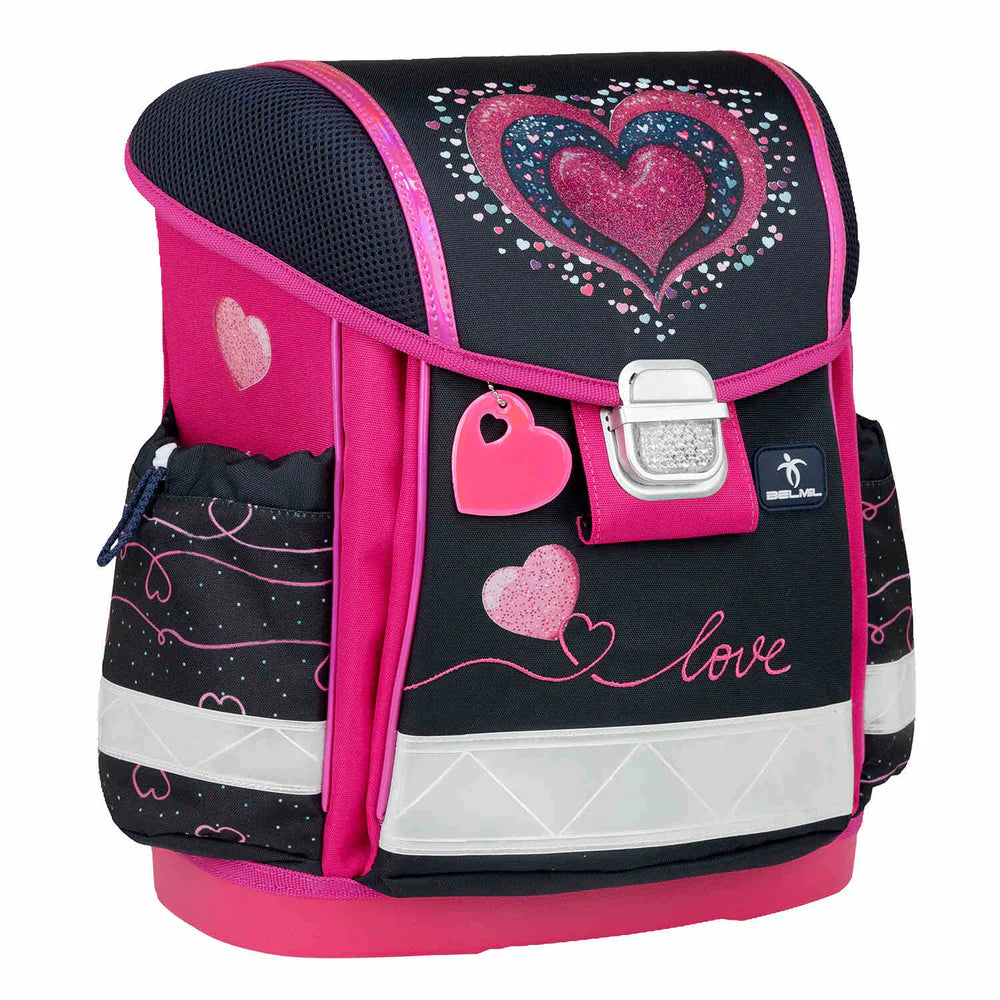 Belmil Classy ergonomisches Schulranzen-Set 4-teilig "Dark Pinky" mit Brustgurt