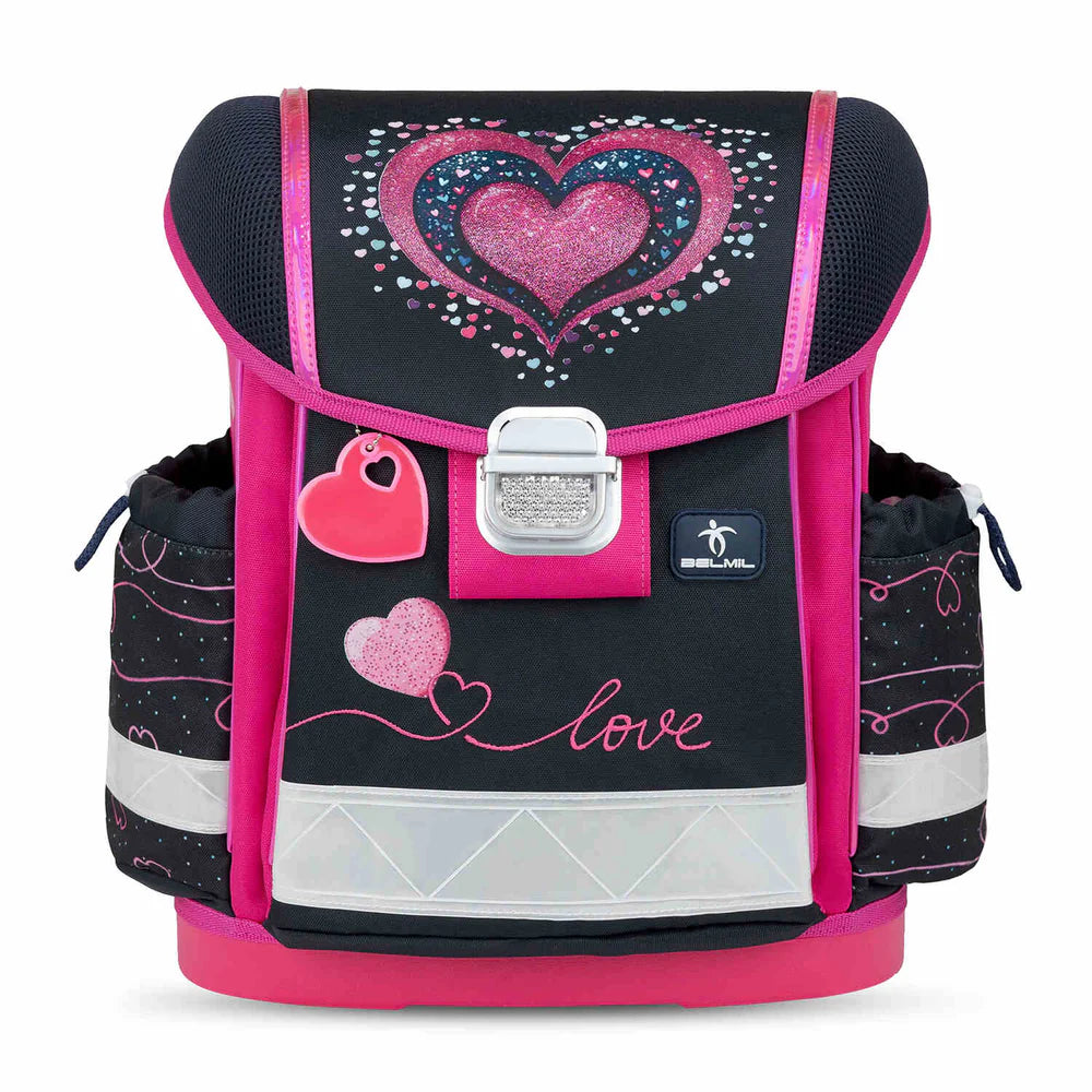 Belmil Classy ergonomisches Schulranzen-Set 4-teilig "Dark Pinky" mit Brustgurt