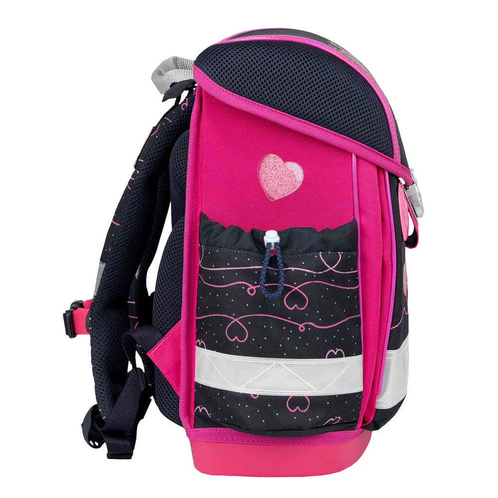 Belmil Classy ergonomisches Schulranzen-Set 4-teilig "Dark Pinky" mit Brustgurt