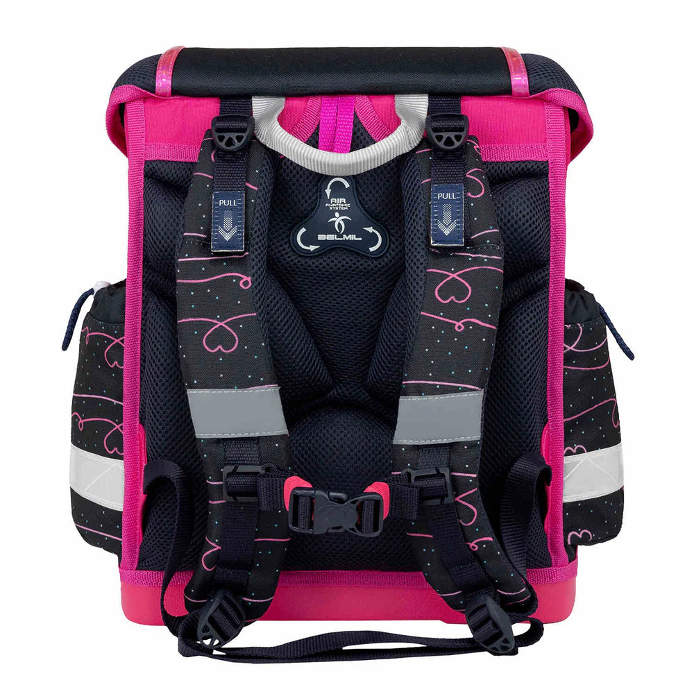 Belmil Classy ergonomisches Schulranzen-Set 4-teilig "Dark Pinky" mit Brustgurt