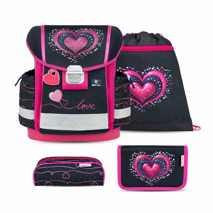 Belmil Classy ergonomisches Schulranzen-Set 4-teilig "Dark Pinky" mit Brustgurt