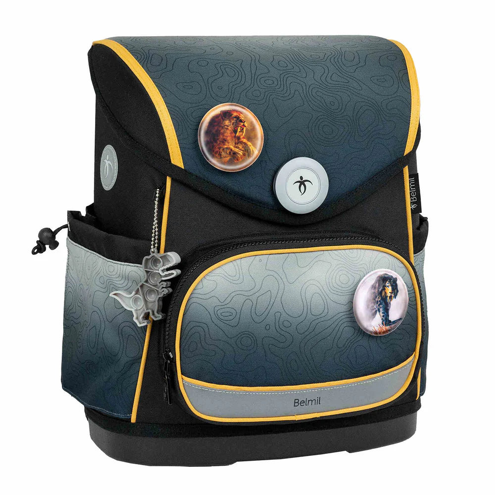 Belmil Compact Plus Premium Schulranzen Set 5-teilig "Black Grey" 19 Liter