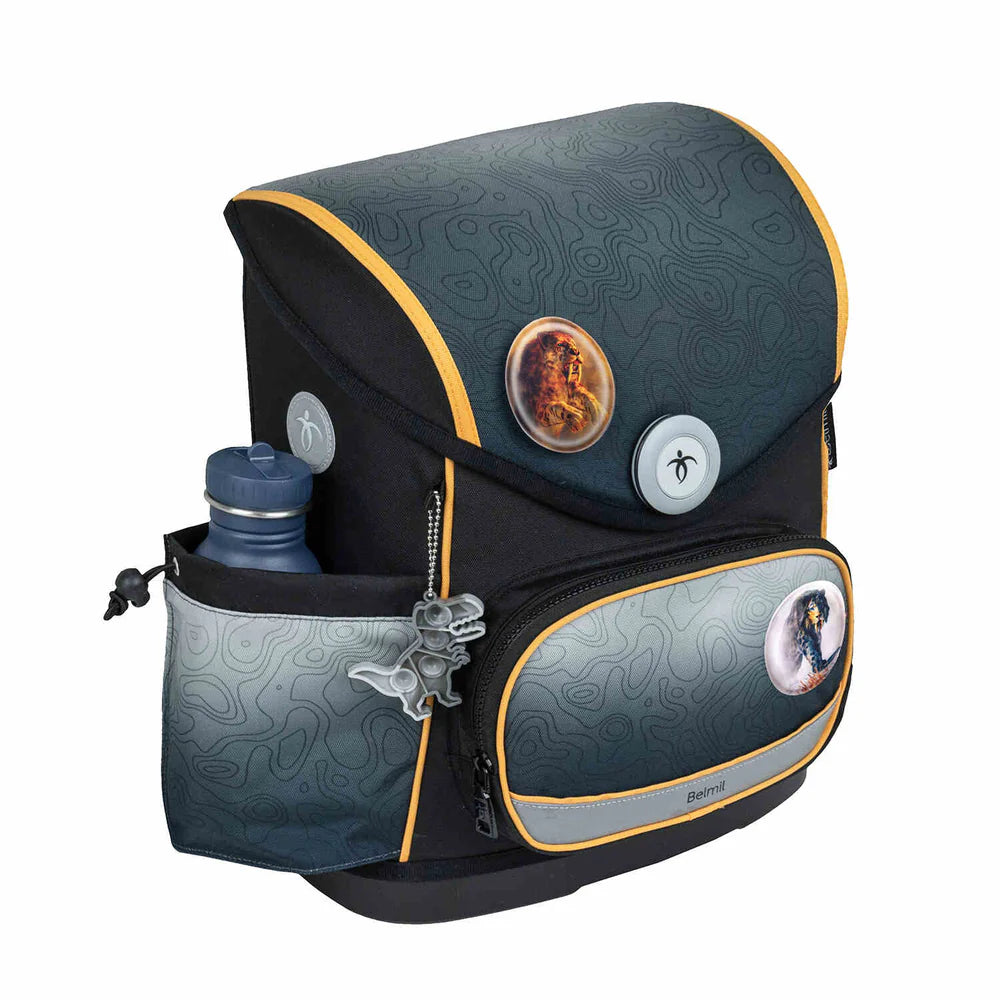 Belmil Compact Plus Premium Schulranzen Set 5-teilig "Black Grey" 19 Liter