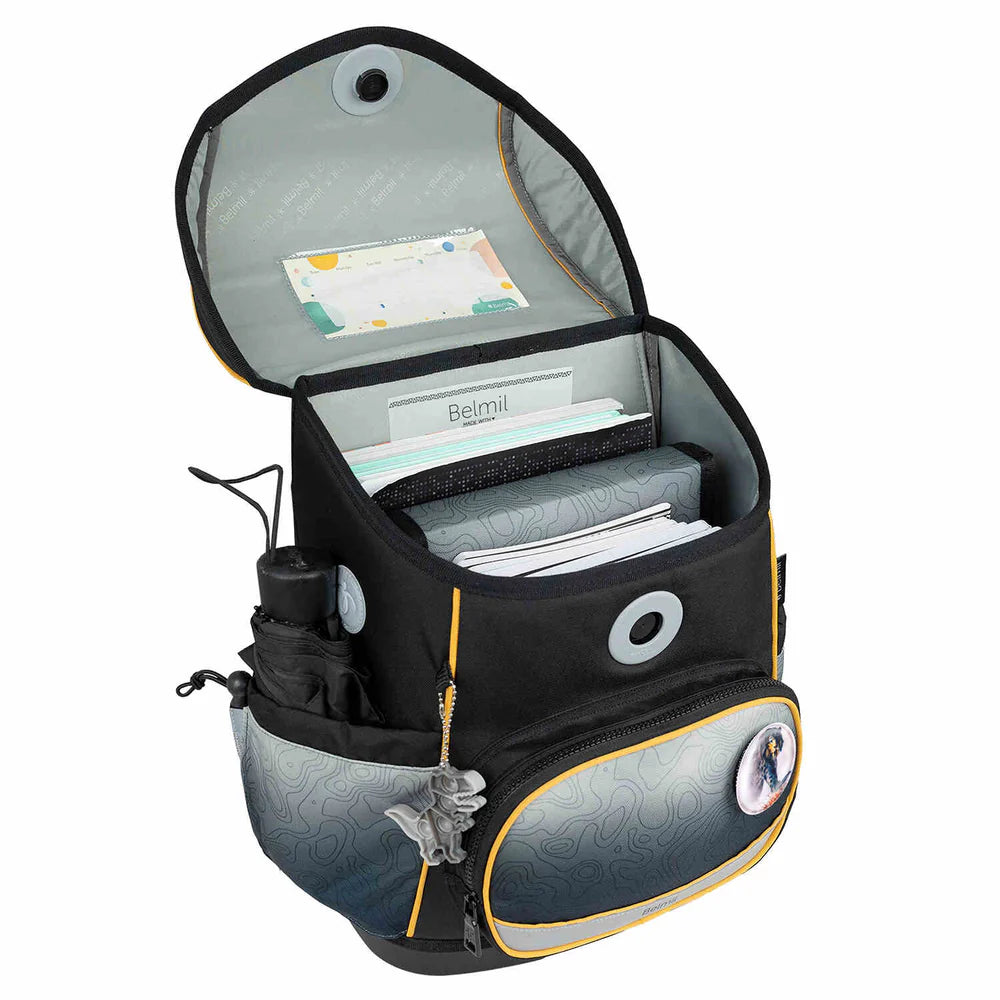 Belmil Compact Plus Premium Schulranzen Set 5-teilig "Black Grey" 19 Liter