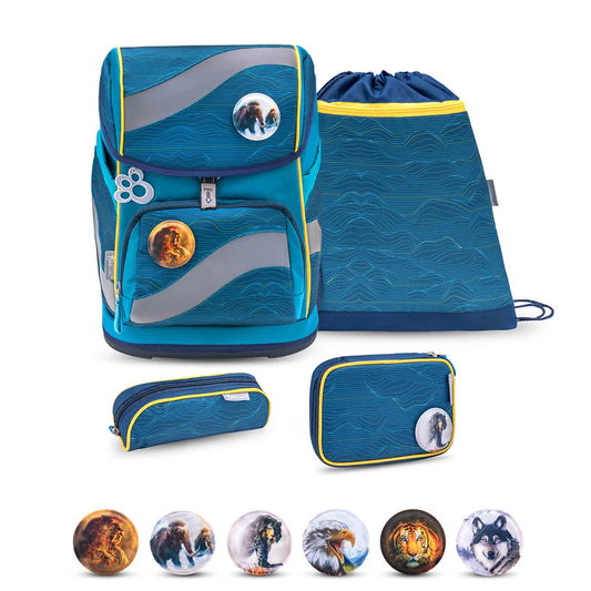 Belmil Smarty ergonomisches Schulranzen Set 5-teilig "Waves Orange"