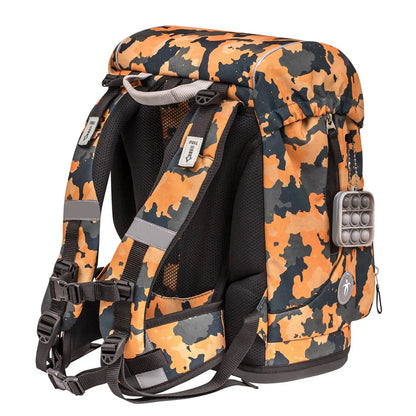 Belmil Motion Schulranzen Set 5-teilig "Orange Camouflage" mit Brustgurt 19 Liter