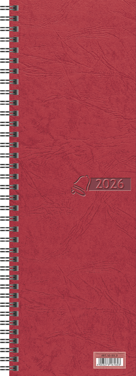 Vormerkbuch 2026 | 100×296 mm, Karton, rot