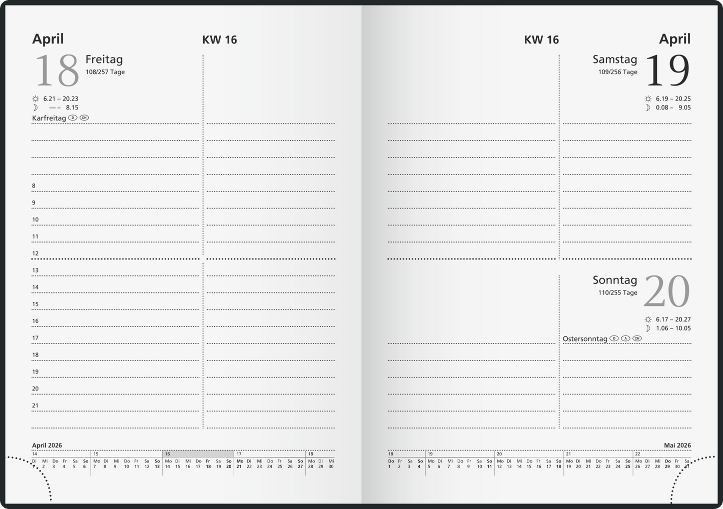 Taschenkalender 2026 | A6, Kunststoff, sortiert