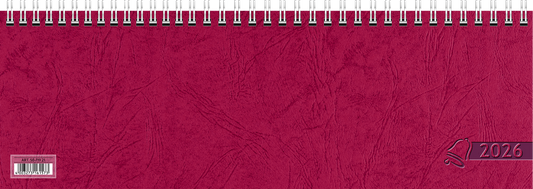 Querterminbuch 2026 | 297×105 mm, Karton, rot