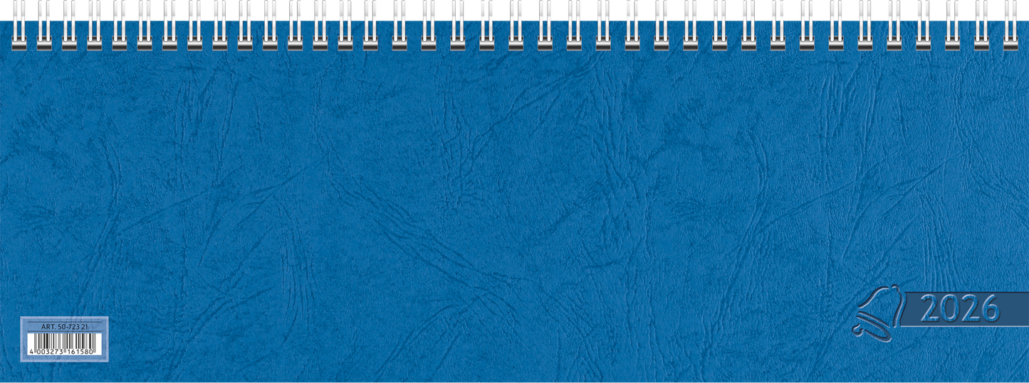 Querterminbuch 2026 | 297×105 mm, Karton, blau