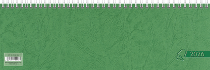 Querterminbuch 2026 | 326×102 mm, Karton, grün
