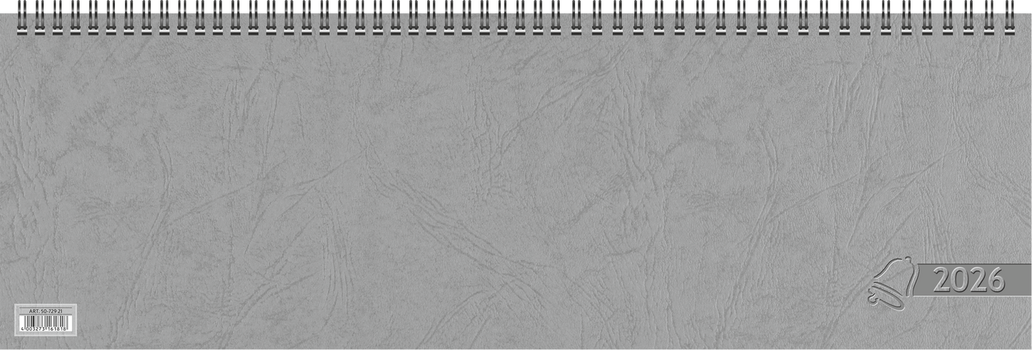 Querterminbuch 2026 | 420×137 mm, Karton, grau