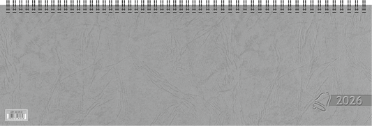Querterminbuch 2026 | 420×137 mm, Karton, grau