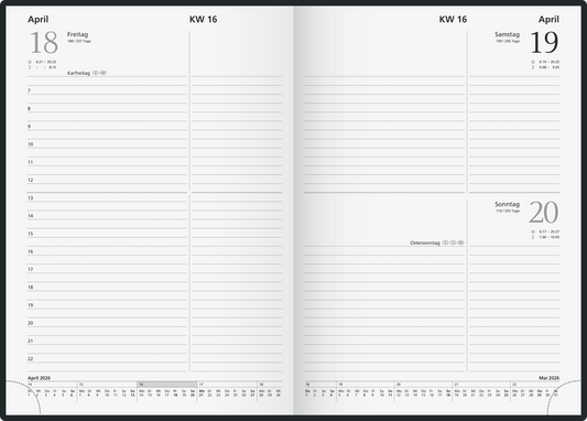Buchkalender Mod. 795 62 2026 | A5, Kunststoff, schwarz