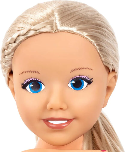 Frisierkopf, Schminkkopf, Styling Kopf mit Haarzubehör, Händen, Make-up 25 cm