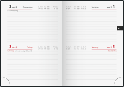 BRUNNEN Taschenkalender Jahr 2026 A6 Kunststoff schwarz Mod. Technik II