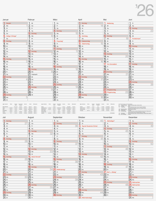 Plakatkalender Mod. Vertikal 2026 | 700×900 mm