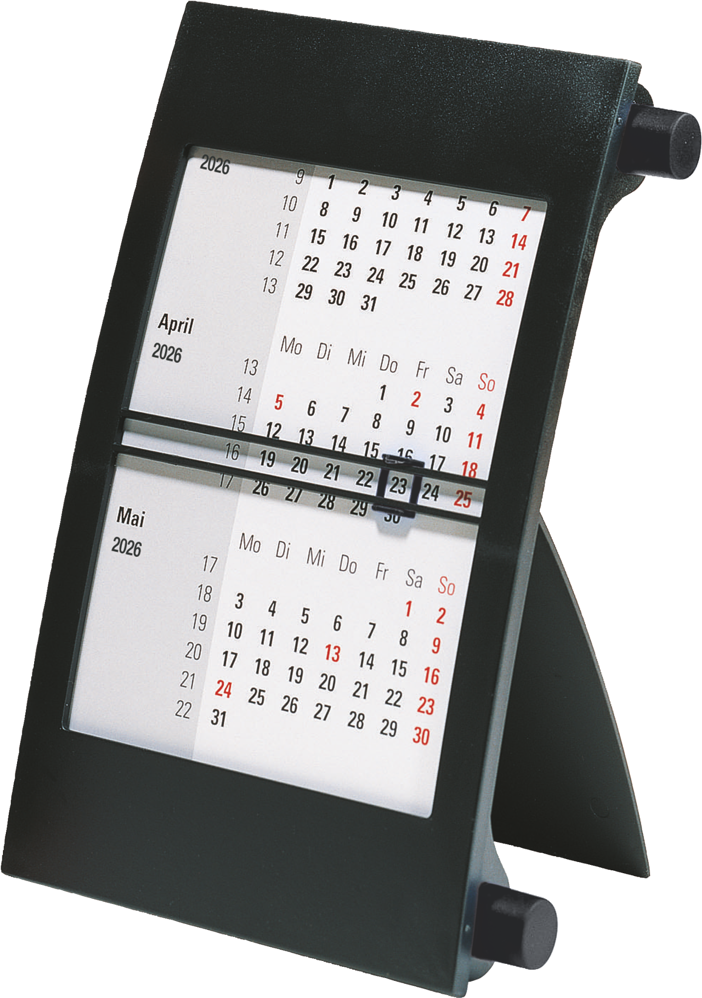 BRUNNEN 3-Monats-Tischkalender Jahr 2026  90 × 120 mm schwarz