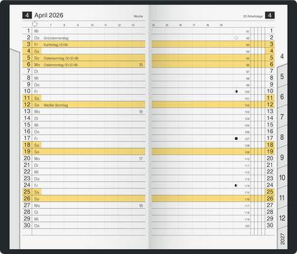 BRUNNEN Taschenkalender Jahr 2026 A6 Kunststoff schwarz Mod. M-Planer