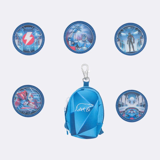 Mini Rucksack mit Buttons, Blue Lightning